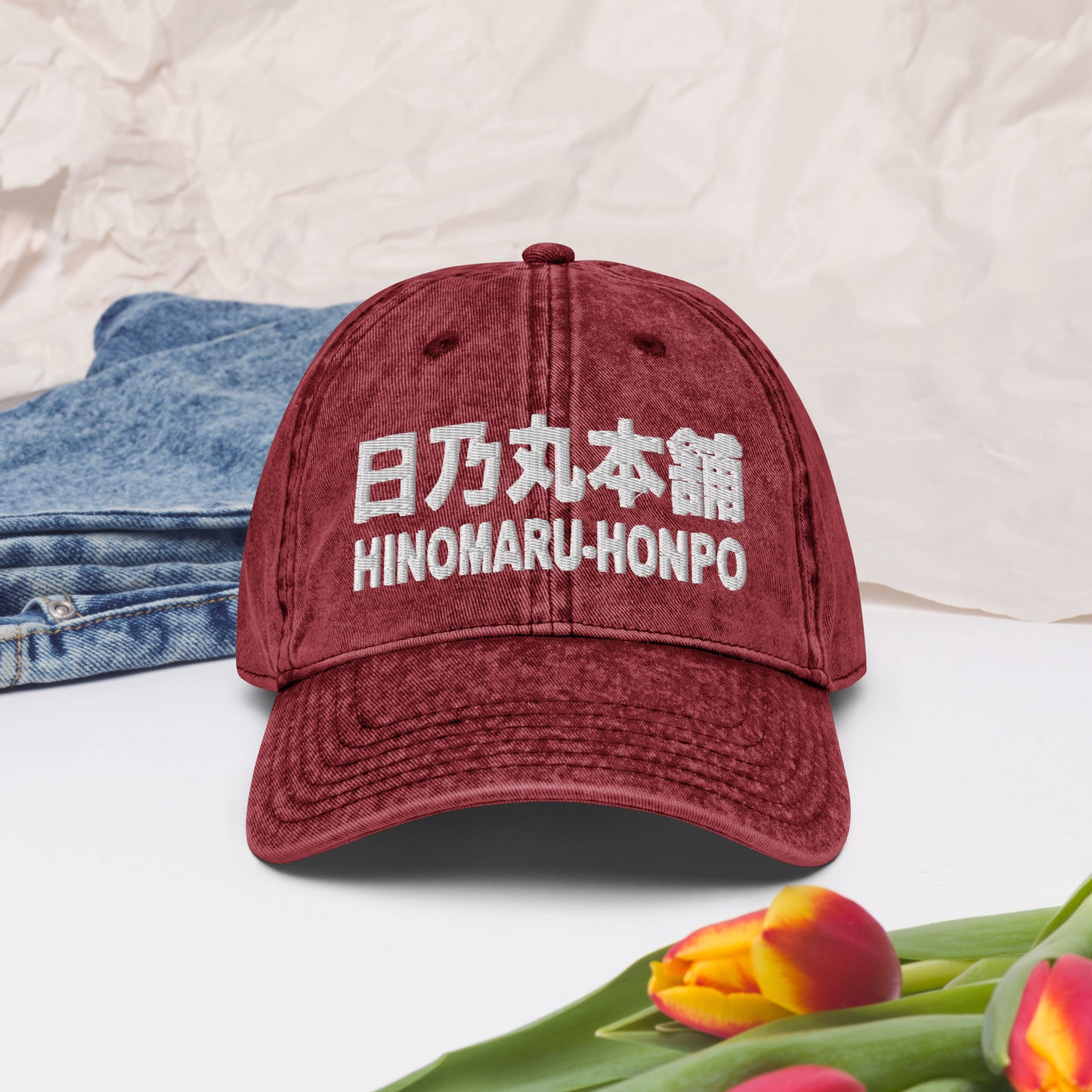 Vintage Cotton Twill Cap BLACK - NAVY - MAROON produced by "HINOMARU-HONPO"