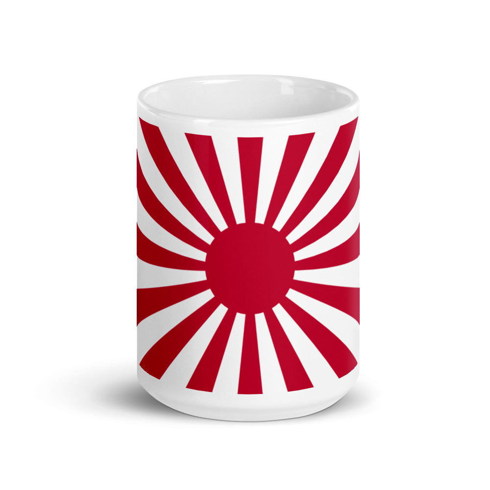 White glossy mug "SUNRISE" produced by HINOMARU-HONPO